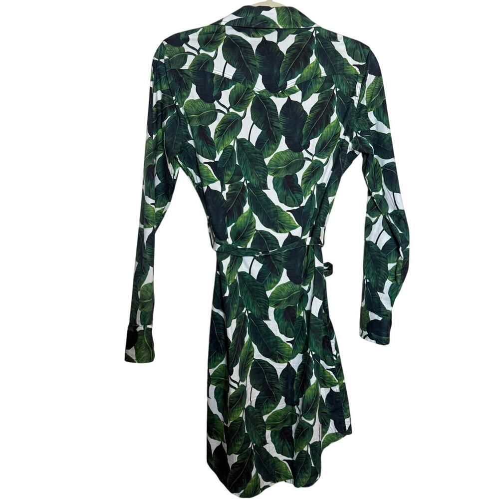 MILLY Banana Leaf West Long Sleeve Mini Shirt Dress Women’s Size 4 - Picture 6 of 8